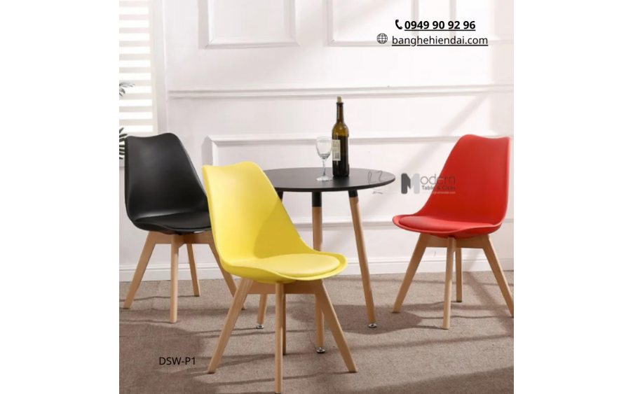 GHẾ ĂN LƯNG NHỰA NỆM PVC CHÂN GỖ DSW-P1 Ở HCM GIÁ RẺ, GHẾ ĐẸP BỀN CHO MỌI KHÔNG GIAN